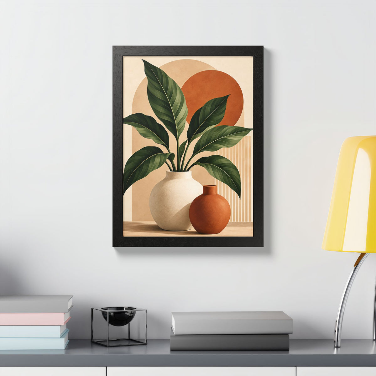 Botanical Framed Wall Art, Terracotta Boho Wall Decor, Olive Green Botanical Print, Neutral Living Room Art