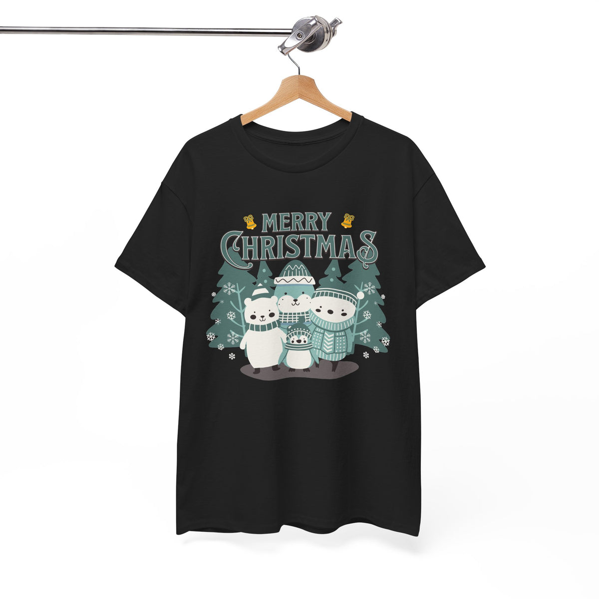 Cute Polar Bear Christmas Shirt, Merry Christmas Graphic Tee, Cozy Winter Animals T-Shirt, Penguin Holiday Gift