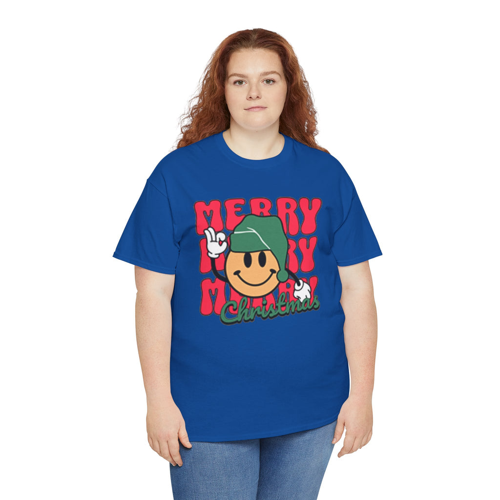 Groovy Christmas Shirt, Retro Smiley Face Christmas Tee, Cute Merry Xmas Graphic T-Shirt, Trendy Holiday Gift
