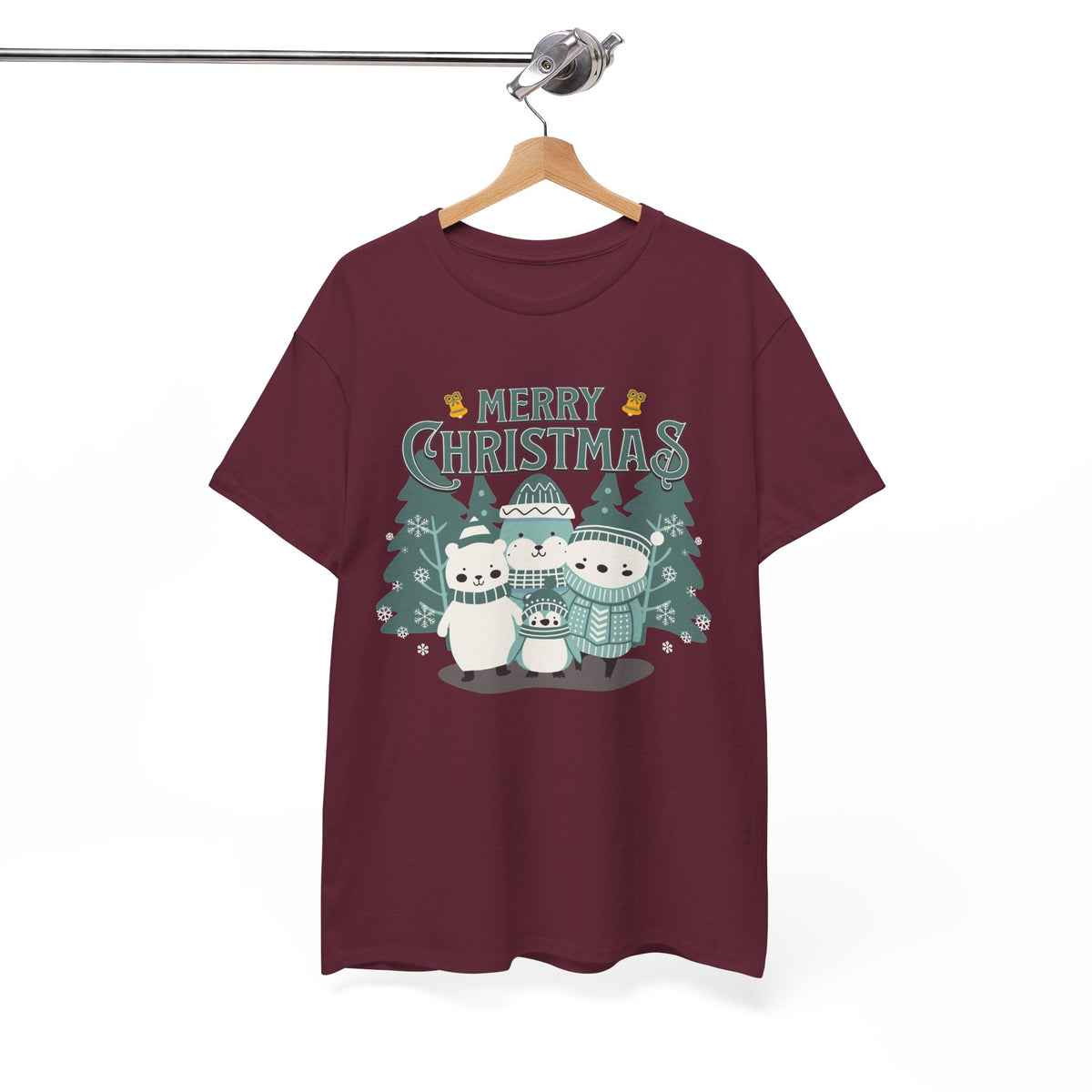Cute Polar Bear Christmas Shirt, Merry Christmas Graphic Tee, Cozy Winter Animals T-Shirt, Penguin Holiday Gift