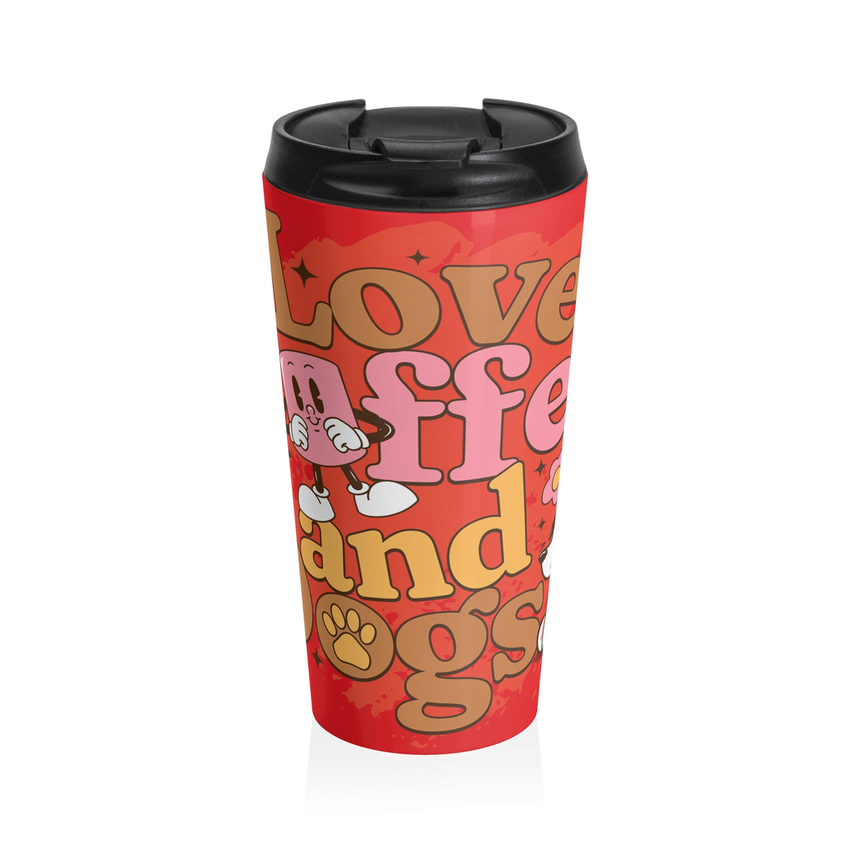 Stainless Steel Travel Mug with 'Love Coffee and Dogs' Design - Perfect Gift for Dog Lovers, Coffee Enthusiasts, and Pet Owners