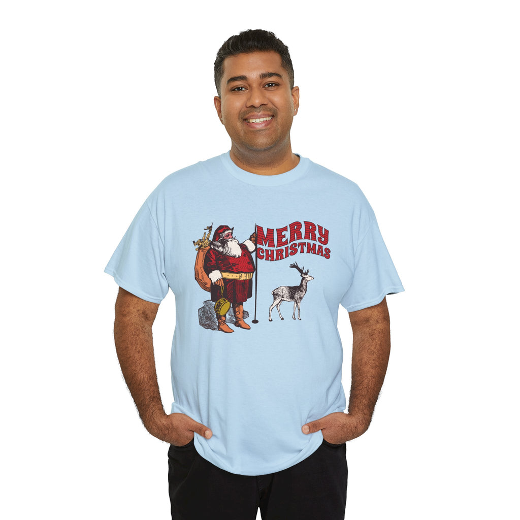 Vintage Santa Christmas Shirt, Retro Santa and Reindeer Tee, Old Fashioned Christmas Graphic T-Shirt, Nostalgic Holiday Gift