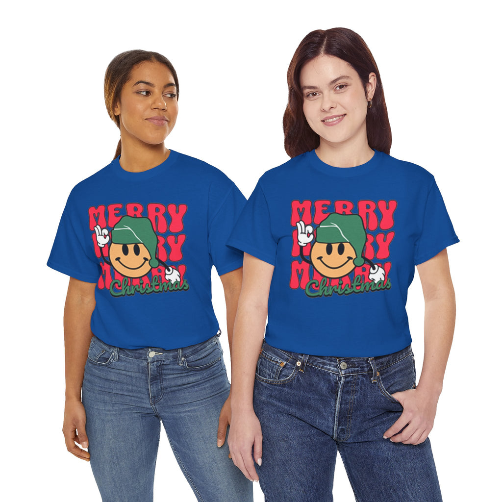 Groovy Christmas Shirt, Retro Smiley Face Christmas Tee, Cute Merry Xmas Graphic T-Shirt, Trendy Holiday Gift