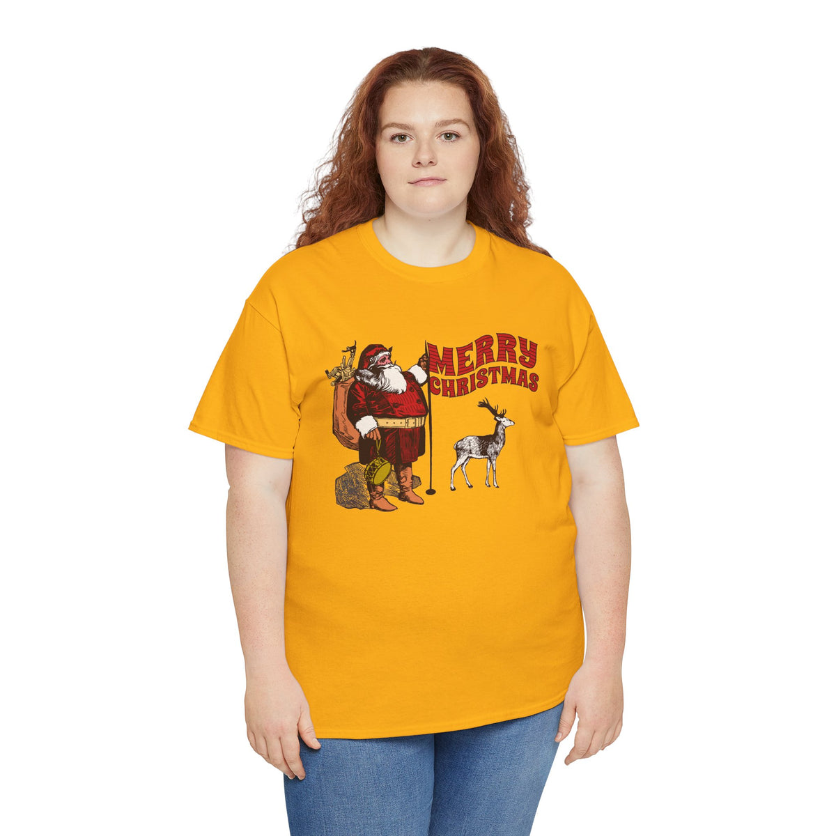 Vintage Santa Christmas Shirt, Retro Santa and Reindeer Tee, Old Fashioned Christmas Graphic T-Shirt, Nostalgic Holiday Gift