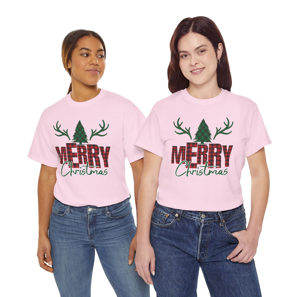 Buffalo Plaid Christmas Shirt, Merry Christmas Graphic Tee, Rustic Farmhouse Holiday T-Shirt, Red Plaid Xmas Gift