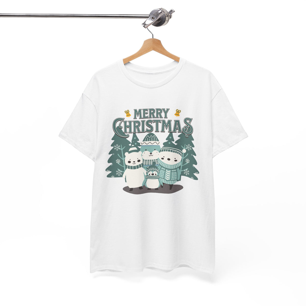 Cute Polar Bear Christmas Shirt, Merry Christmas Graphic Tee, Cozy Winter Animals T-Shirt, Penguin Holiday Gift