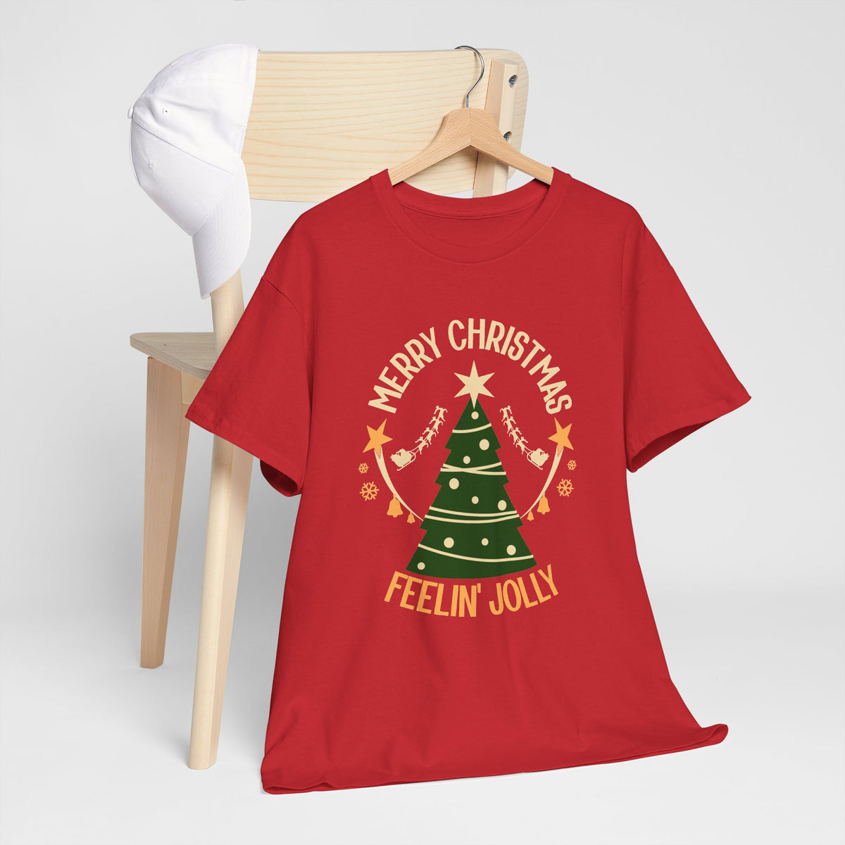 Feelin Jolly Christmas Shirt, Retro Christmas Tree Tee, Merry Christmas Graphic T-Shirt, Vintage Holiday Gift