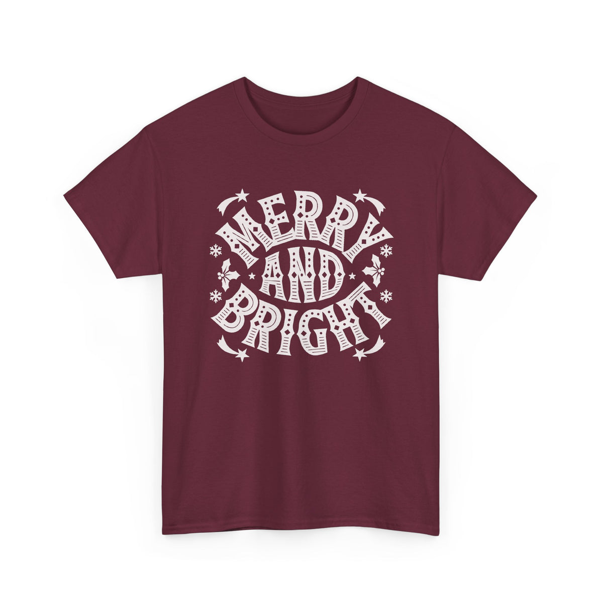 Merry and Bright Christmas Shirt, Retro Christmas Graphic Tee, Vintage Holiday T-Shirt, Minimalist Xmas Gift