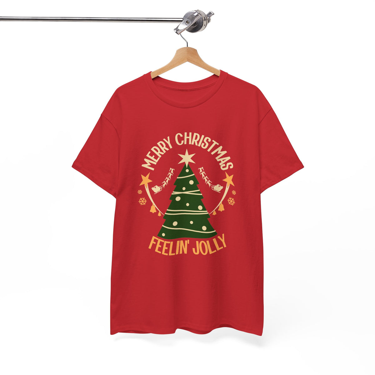 Feelin Jolly Christmas Shirt, Retro Christmas Tree Tee, Merry Christmas Graphic T-Shirt, Vintage Holiday Gift
