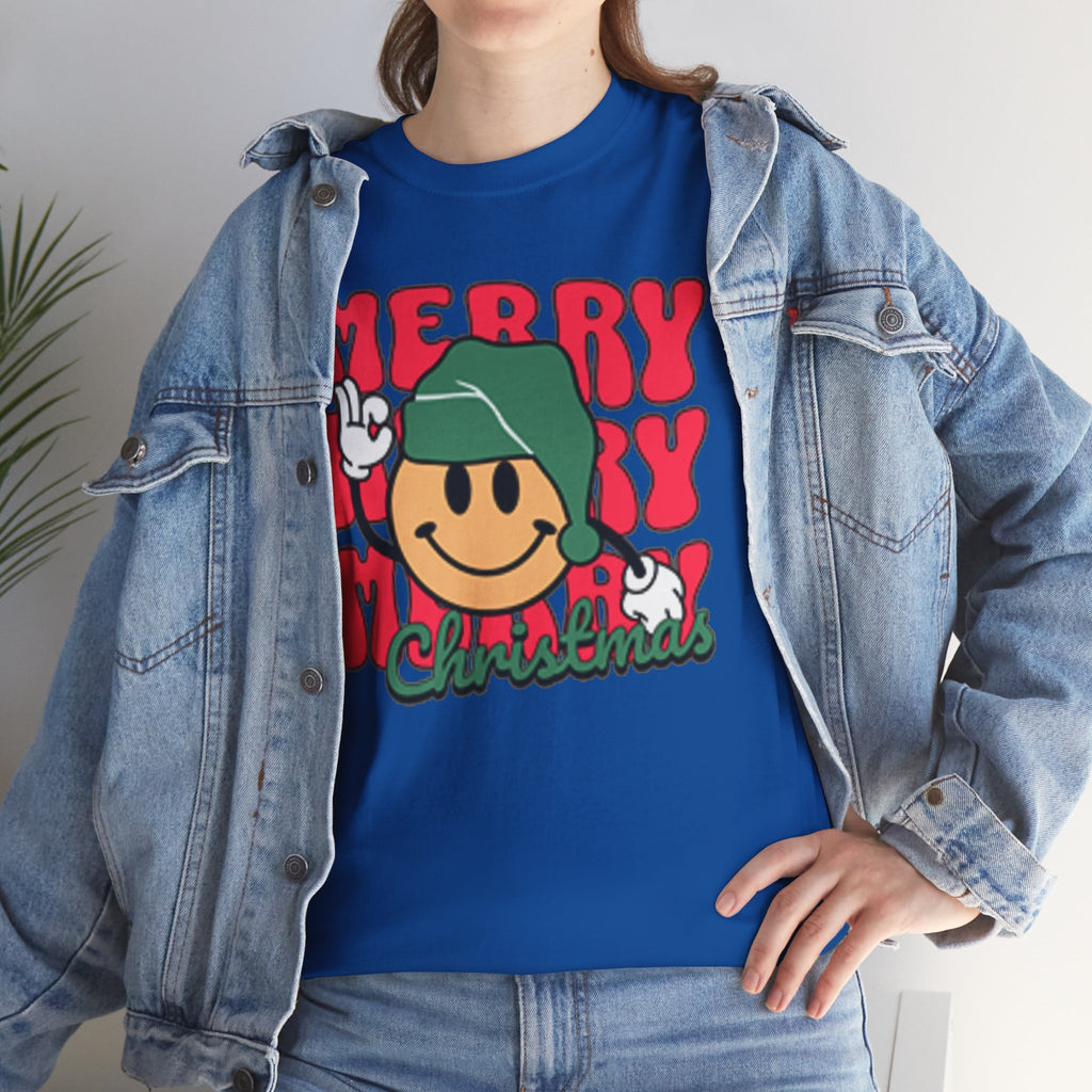 Groovy Christmas Shirt, Retro Smiley Face Christmas Tee, Cute Merry Xmas Graphic T-Shirt, Trendy Holiday Gift