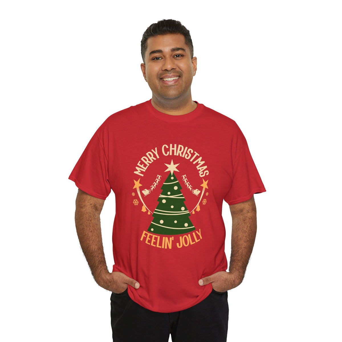 Feelin Jolly Christmas Shirt, Retro Christmas Tree Tee, Merry Christmas Graphic T-Shirt, Vintage Holiday Gift