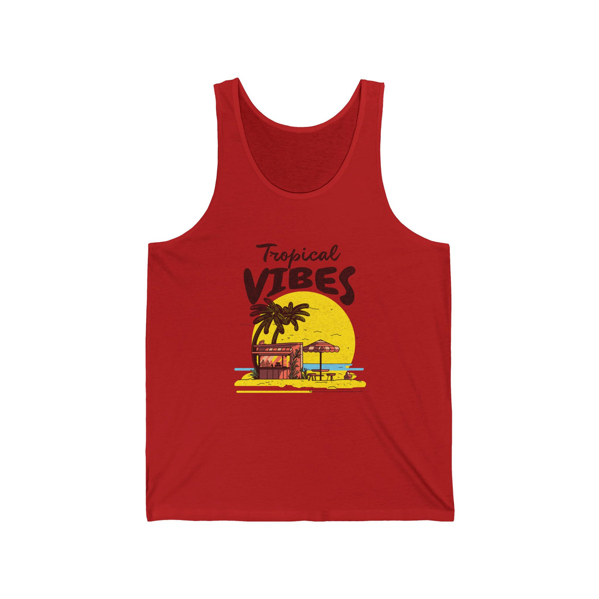 Tropical Vibes Unisex Jersey Tank - Summer Essential, Beachwear, Vacation Outfit, Gift for Sun Lovers, Pool Party Top