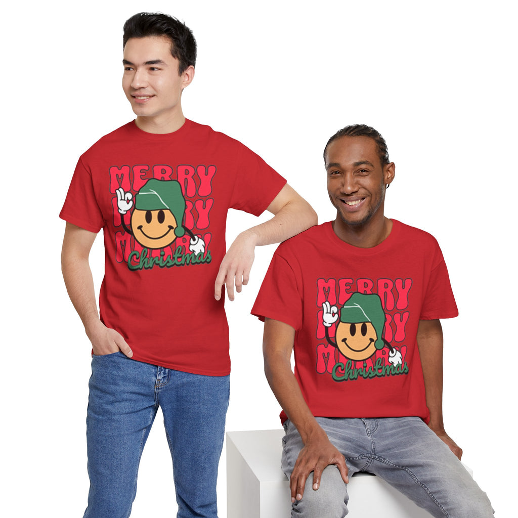 Groovy Christmas Shirt, Retro Smiley Face Christmas Tee, Cute Merry Xmas Graphic T-Shirt, Trendy Holiday Gift