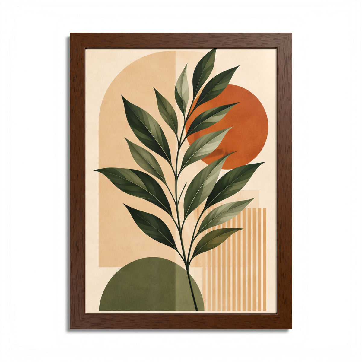 Minimalist Botanical Framed Wall Art, Olive Green Terracotta Print, Modern Boho Home Decor, Neutral Wall Art