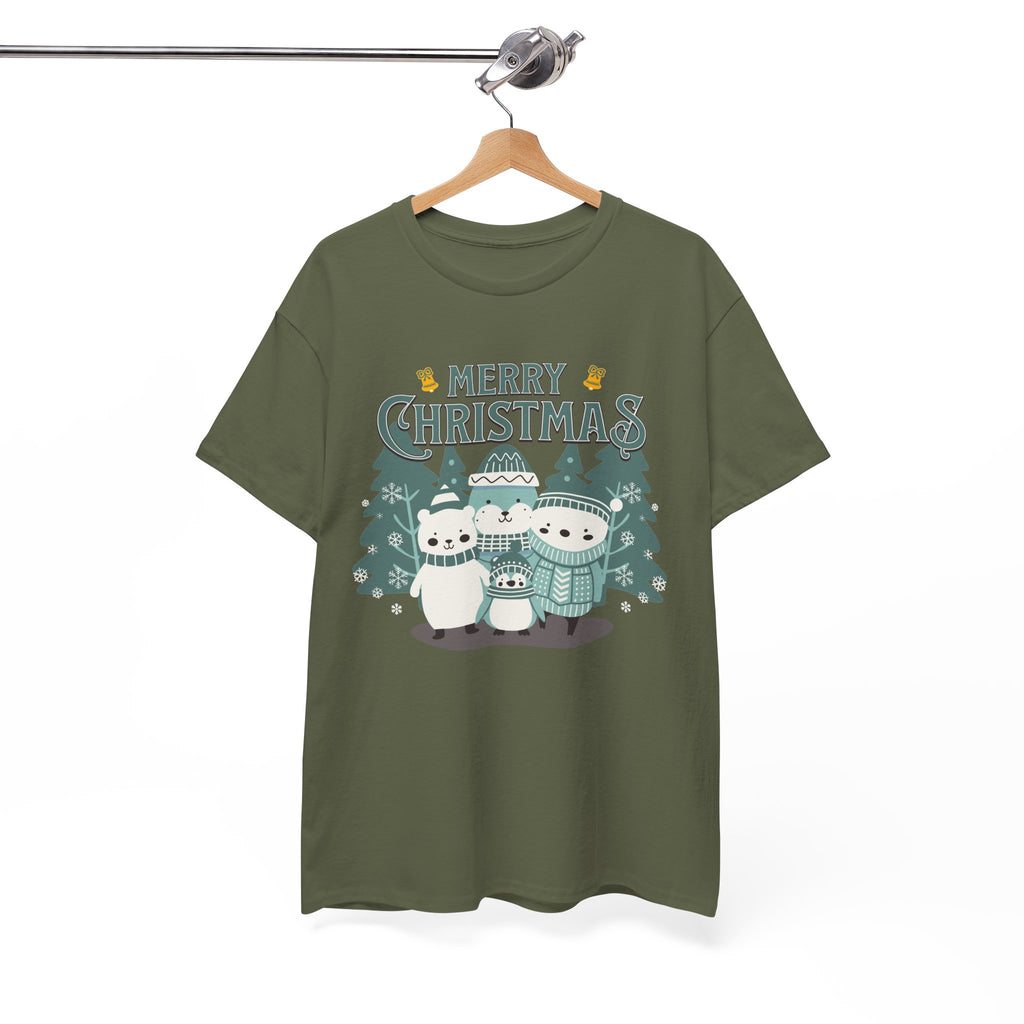 Cute Polar Bear Christmas Shirt, Merry Christmas Graphic Tee, Cozy Winter Animals T-Shirt, Penguin Holiday Gift