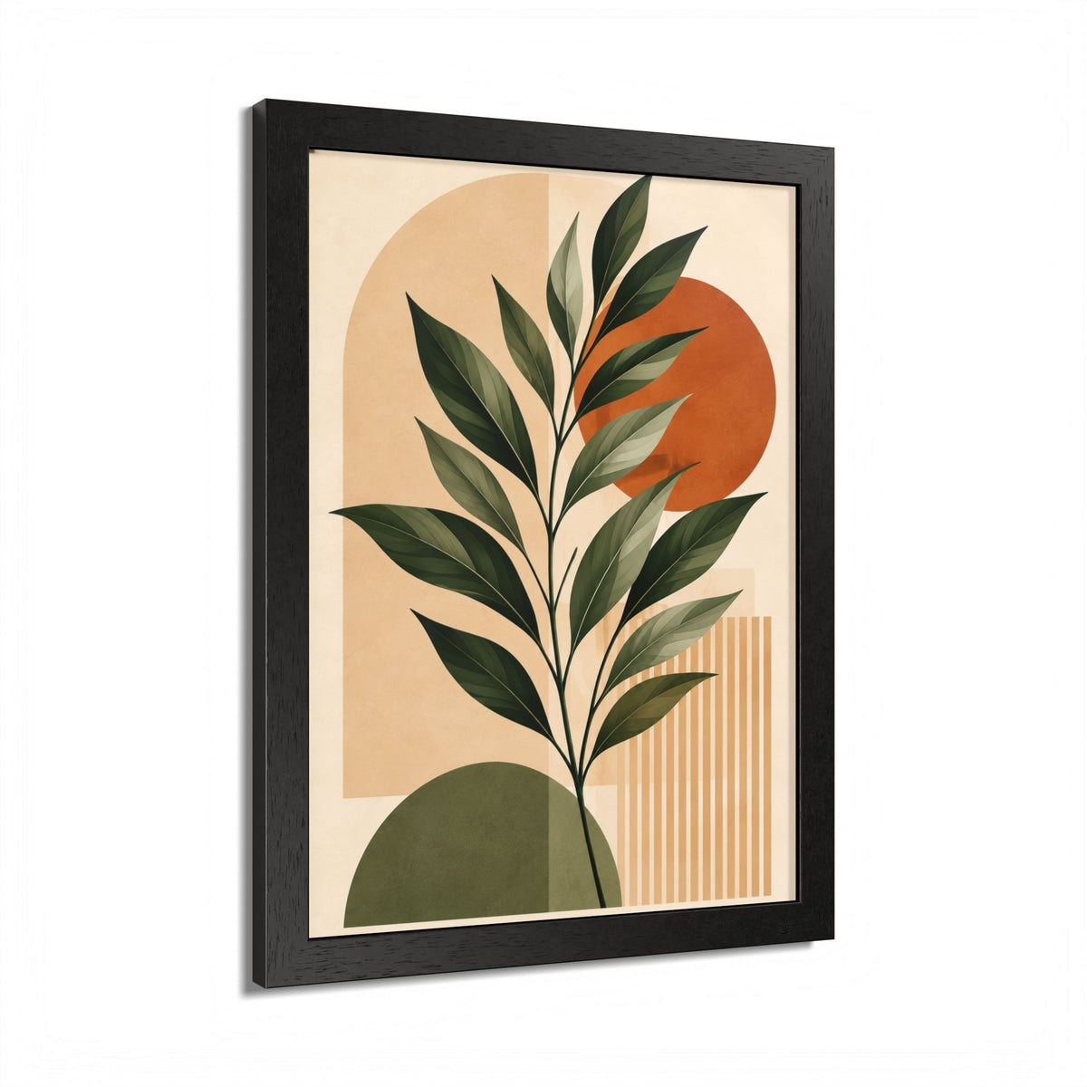 Minimalist Botanical Framed Wall Art, Olive Green Terracotta Print, Modern Boho Home Decor, Neutral Wall Art