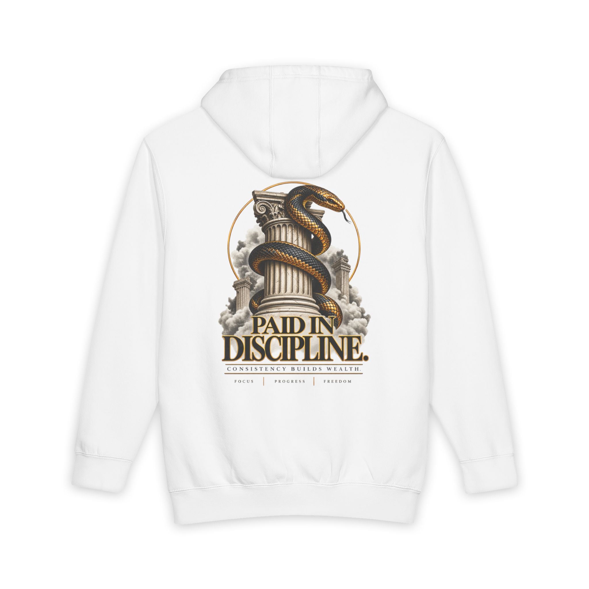 Paid in Discipline. Premium Heavyweight Hoodie