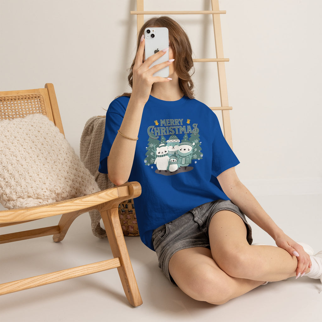 Cute Polar Bear Christmas Shirt, Merry Christmas Graphic Tee, Cozy Winter Animals T-Shirt, Penguin Holiday Gift