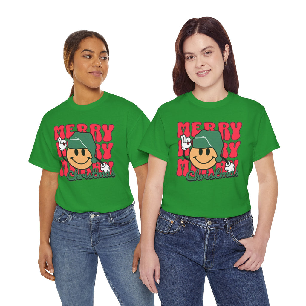 Groovy Christmas Shirt, Retro Smiley Face Christmas Tee, Cute Merry Xmas Graphic T-Shirt, Trendy Holiday Gift