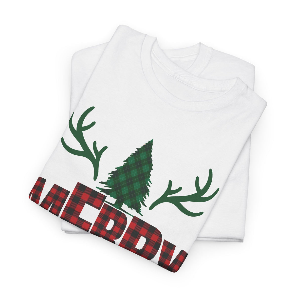 Buffalo Plaid Christmas Shirt, Merry Christmas Graphic Tee, Rustic Farmhouse Holiday T-Shirt, Red Plaid Xmas Gift