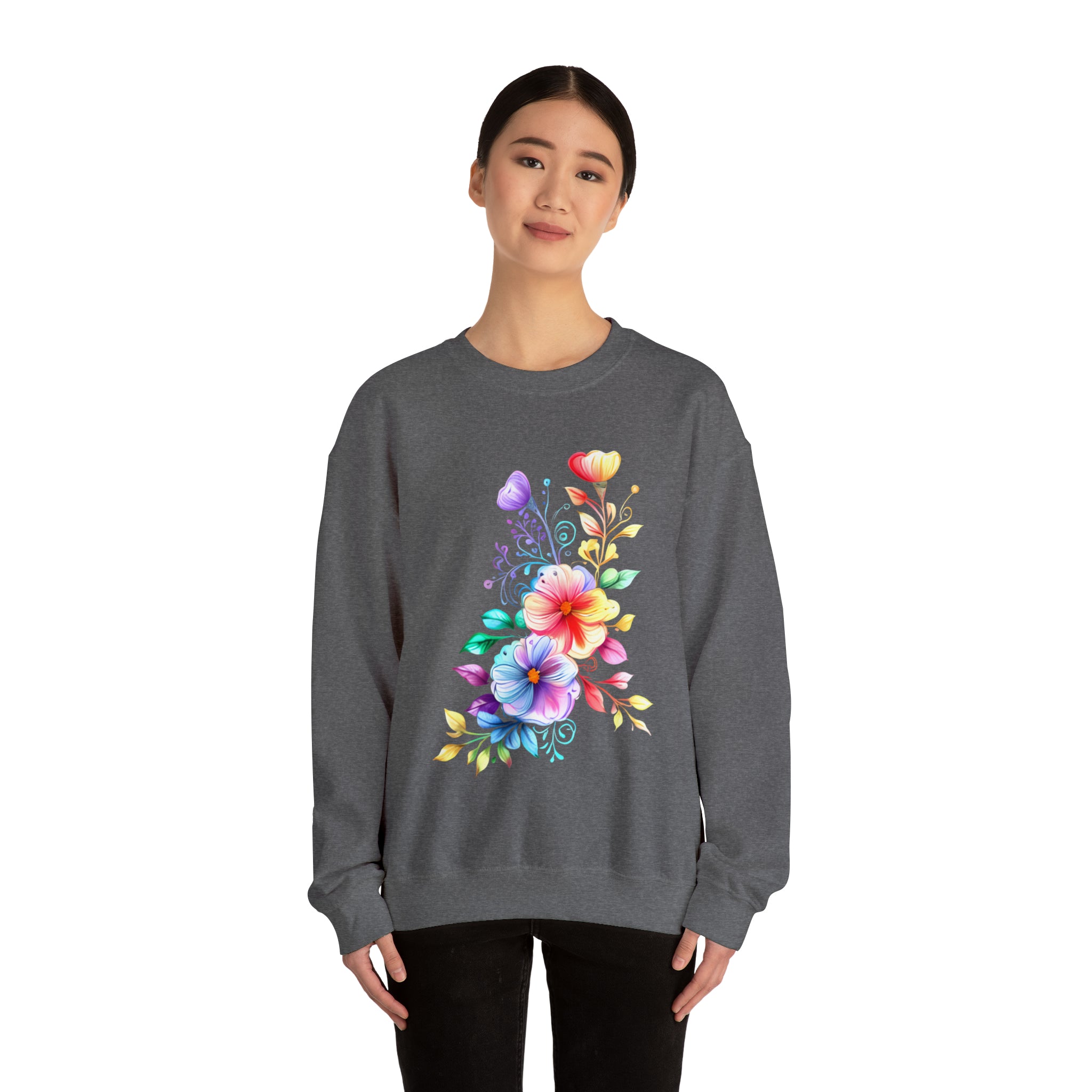 Colorful Flower Design - Crewneck Sweatshirt