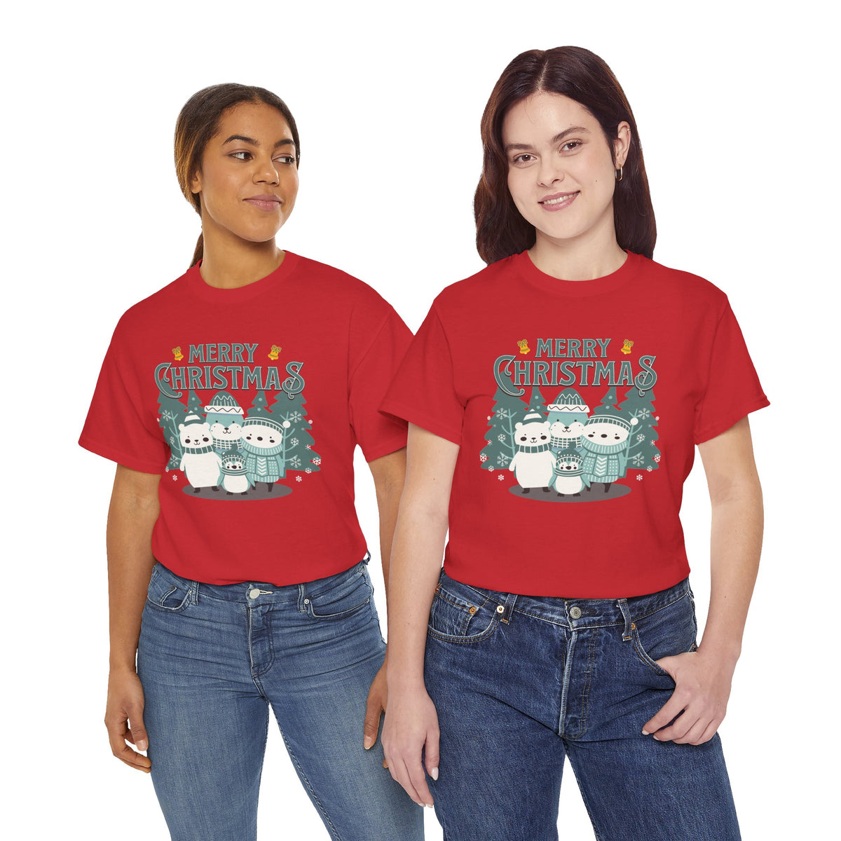 Cute Polar Bear Christmas Shirt, Merry Christmas Graphic Tee, Cozy Winter Animals T-Shirt, Penguin Holiday Gift
