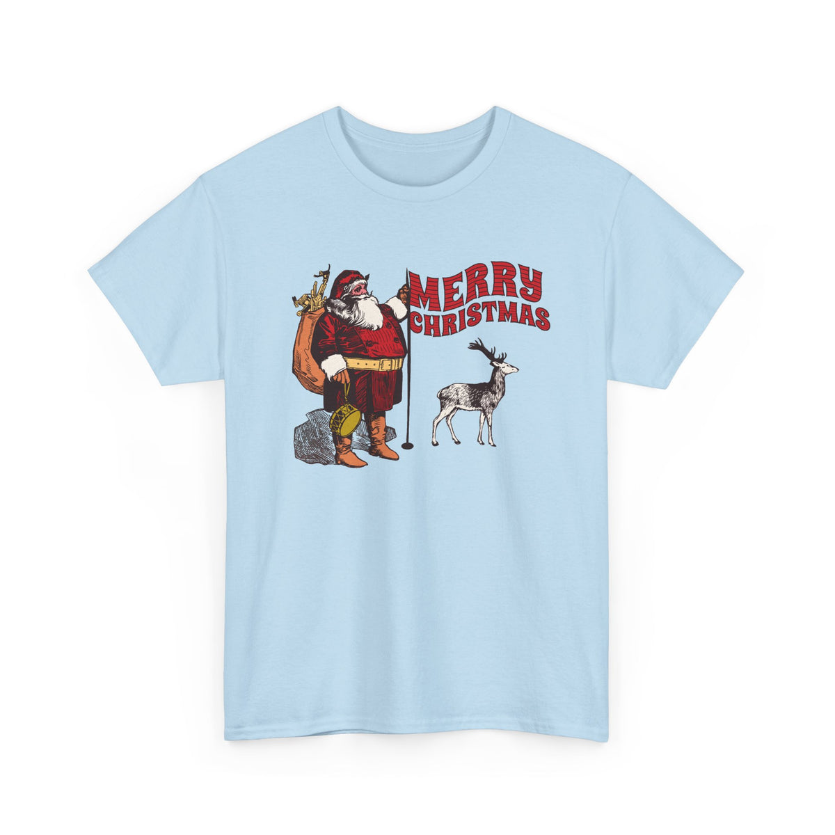 Vintage Santa Christmas Shirt, Retro Santa and Reindeer Tee, Old Fashioned Christmas Graphic T-Shirt, Nostalgic Holiday Gift
