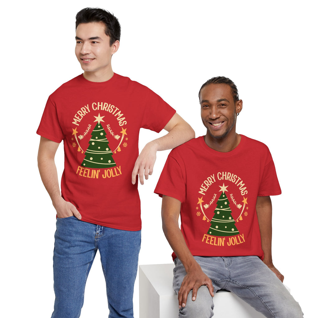 Feelin Jolly Christmas Shirt, Retro Christmas Tree Tee, Merry Christmas Graphic T-Shirt, Vintage Holiday Gift