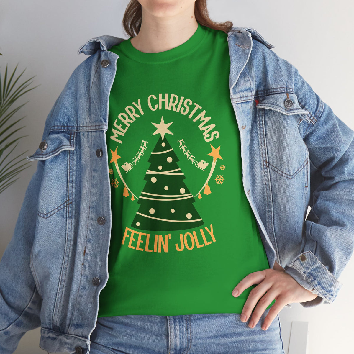 Feelin Jolly Christmas Shirt, Retro Christmas Tree Tee, Merry Christmas Graphic T-Shirt, Vintage Holiday Gift