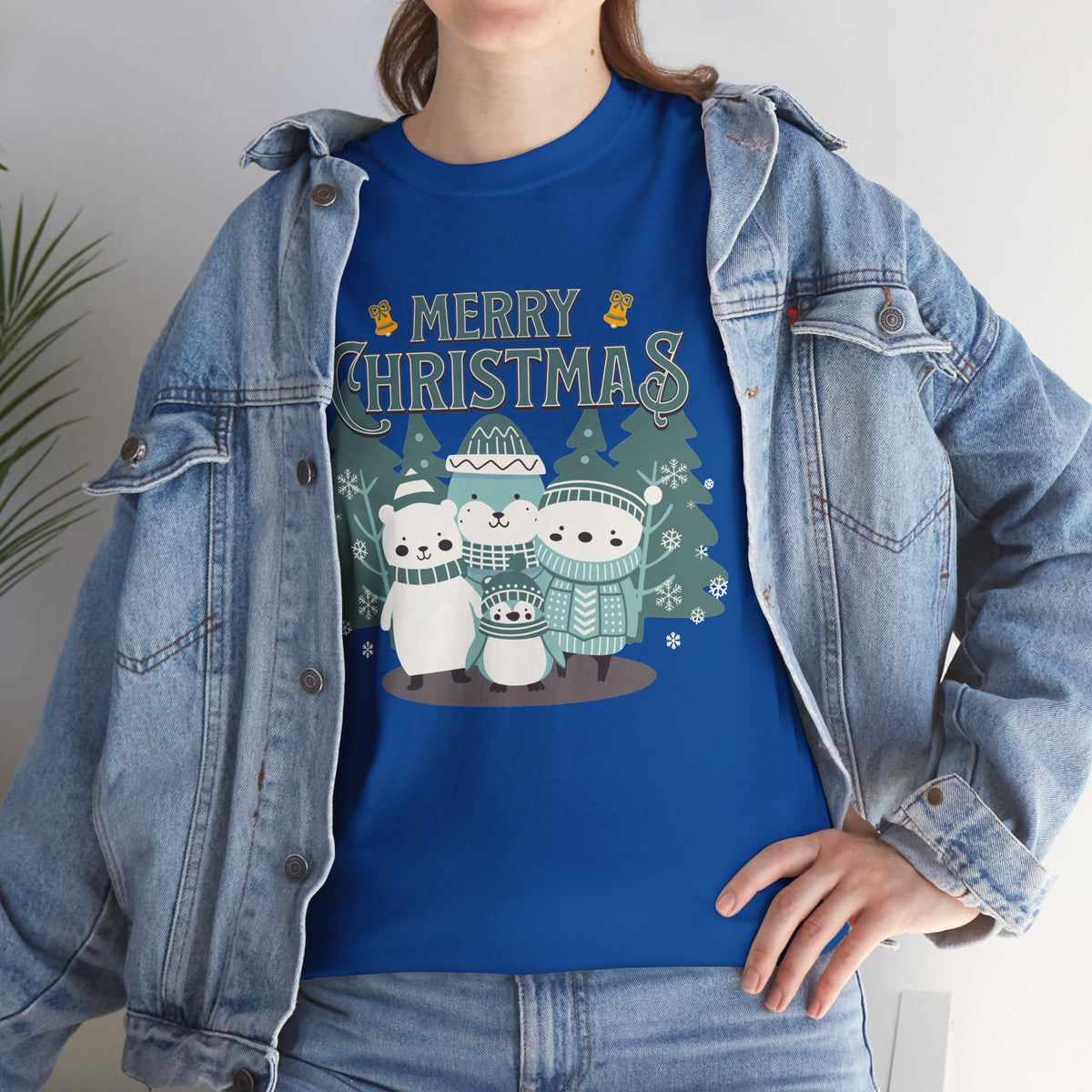 Cute Polar Bear Christmas Shirt, Merry Christmas Graphic Tee, Cozy Winter Animals T-Shirt, Penguin Holiday Gift