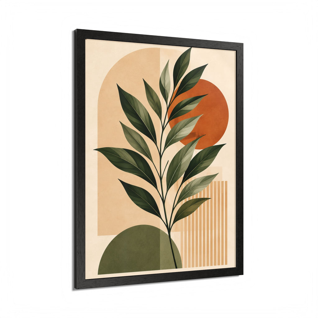 Minimalist Botanical Framed Wall Art, Olive Green Terracotta Print, Modern Boho Home Decor, Neutral Wall Art