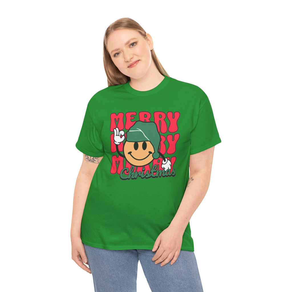 Groovy Christmas Shirt, Retro Smiley Face Christmas Tee, Cute Merry Xmas Graphic T-Shirt, Trendy Holiday Gift