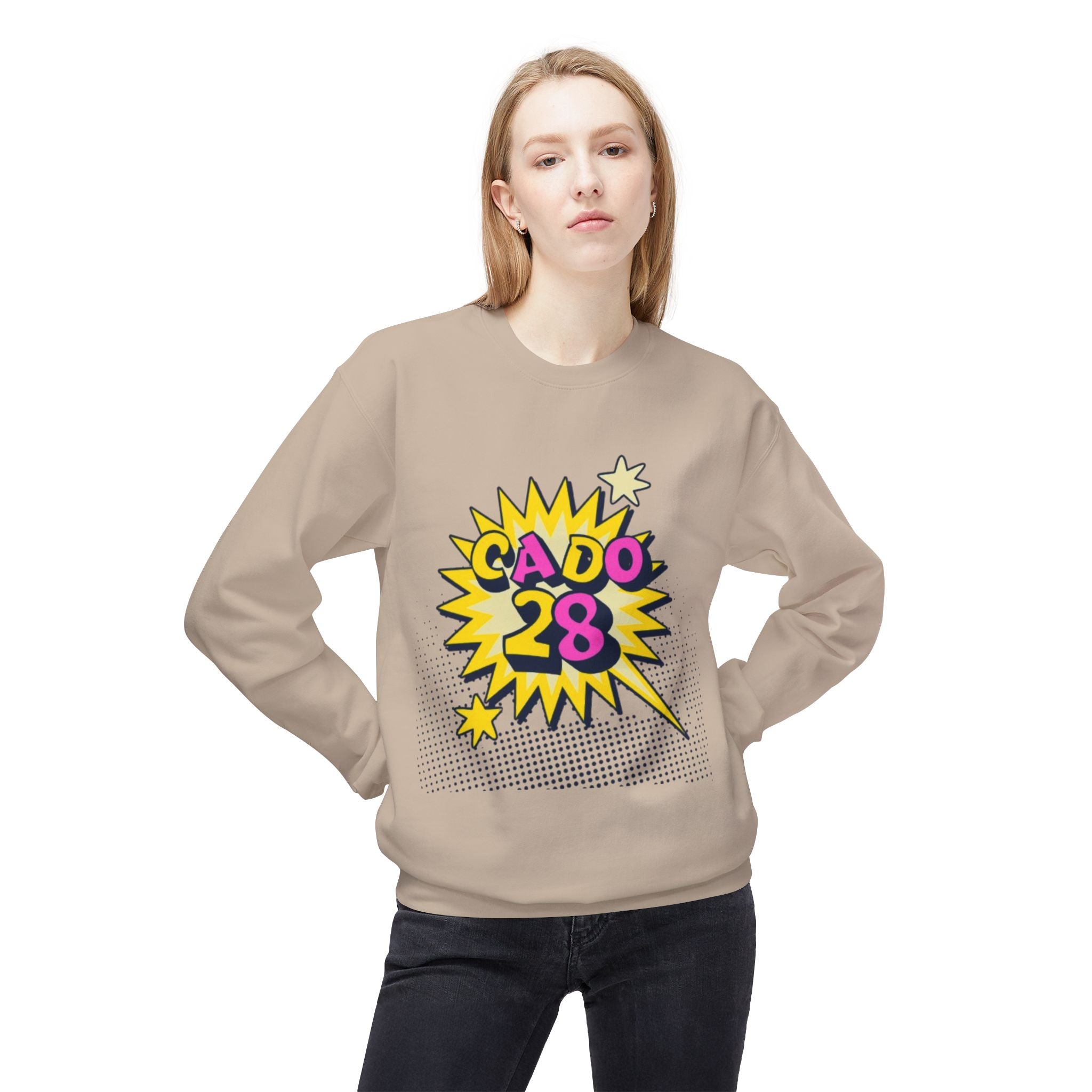Cado 28 Sweatshirt, Funny Apparel for Teens, Casual Streetwear, Gift for Birthdays, Unisex Crewneck, Trendy Outfit