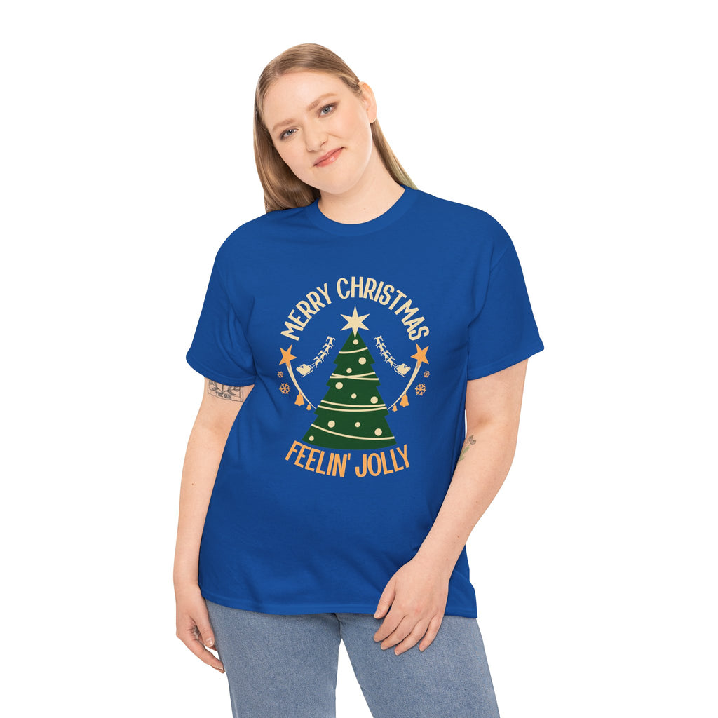 Feelin Jolly Christmas Shirt, Retro Christmas Tree Tee, Merry Christmas Graphic T-Shirt, Vintage Holiday Gift