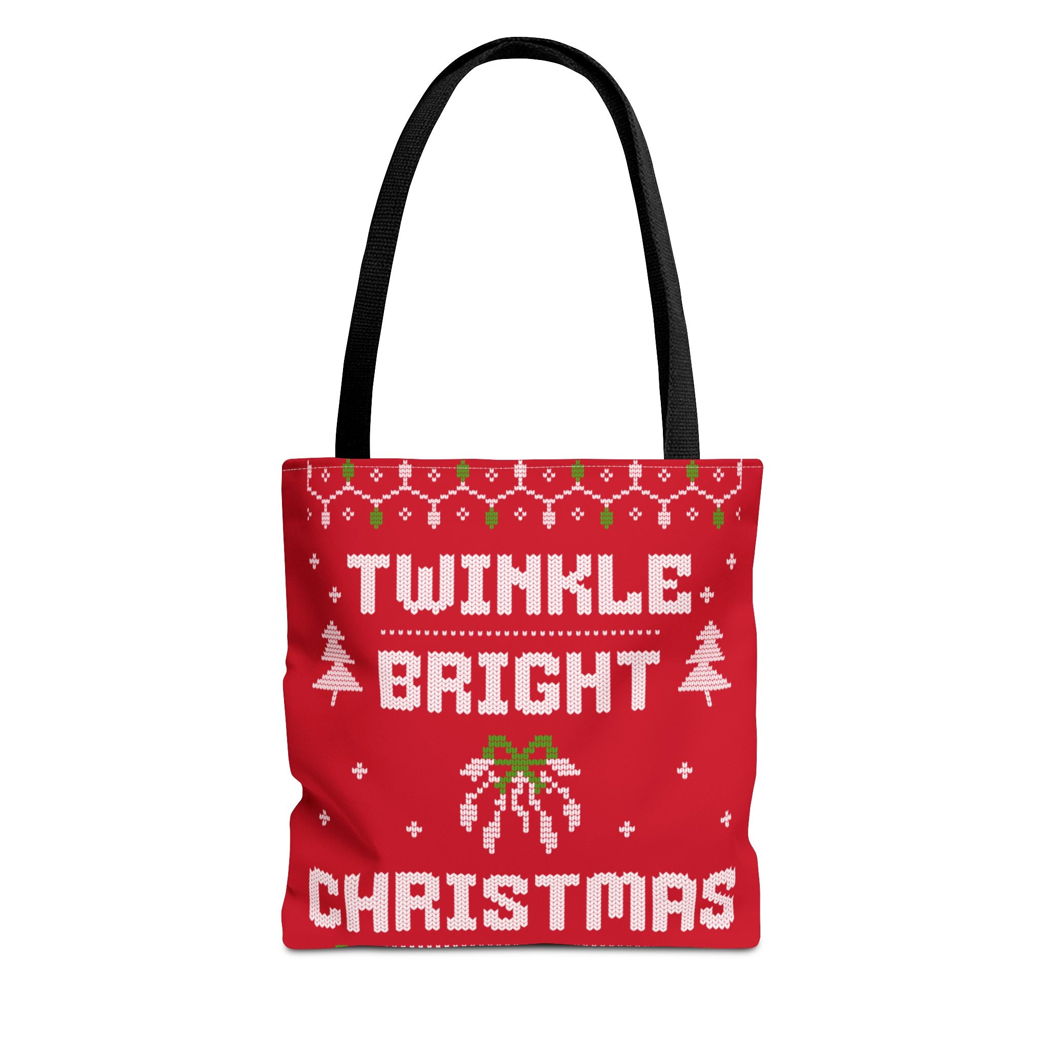 Red Christmas Tote Bag, Holiday Shopping Bag, Festive Gift Bag, Twinkle Bright Designs, Eco-Friendly Christmas Decor