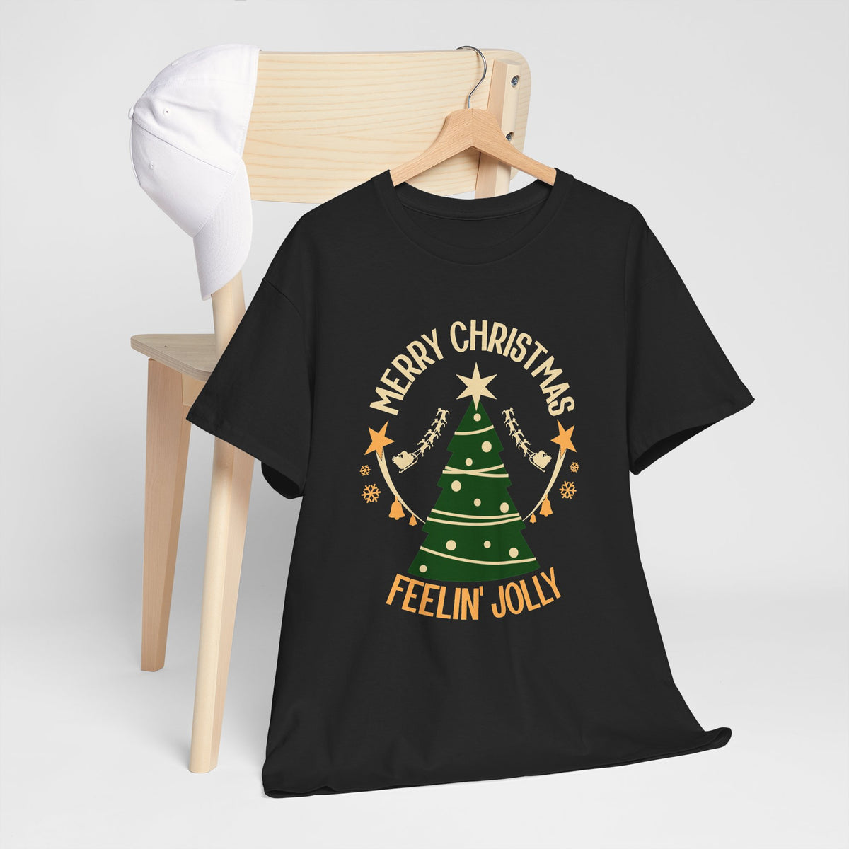 Feelin Jolly Christmas Shirt, Retro Christmas Tree Tee, Merry Christmas Graphic T-Shirt, Vintage Holiday Gift