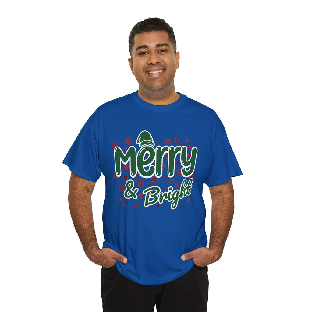 Merry and Bright Christmas Shirt, Retro Holiday Graphic Tee, Vintage Christmas T-Shirt, Festive Xmas Gift