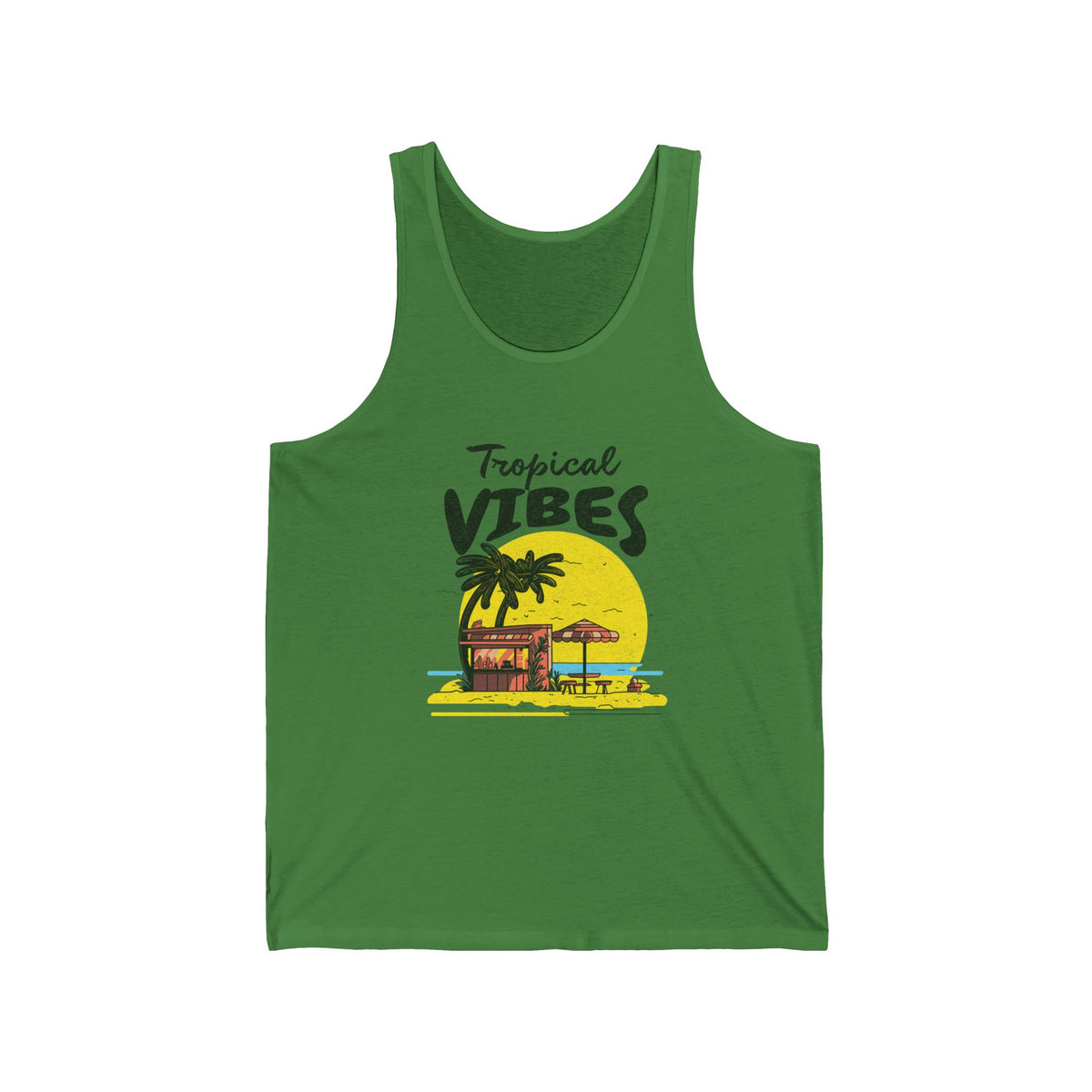 Tropical Vibes Unisex Jersey Tank - Summer Essential, Beachwear, Vacation Outfit, Gift for Sun Lovers, Pool Party Top