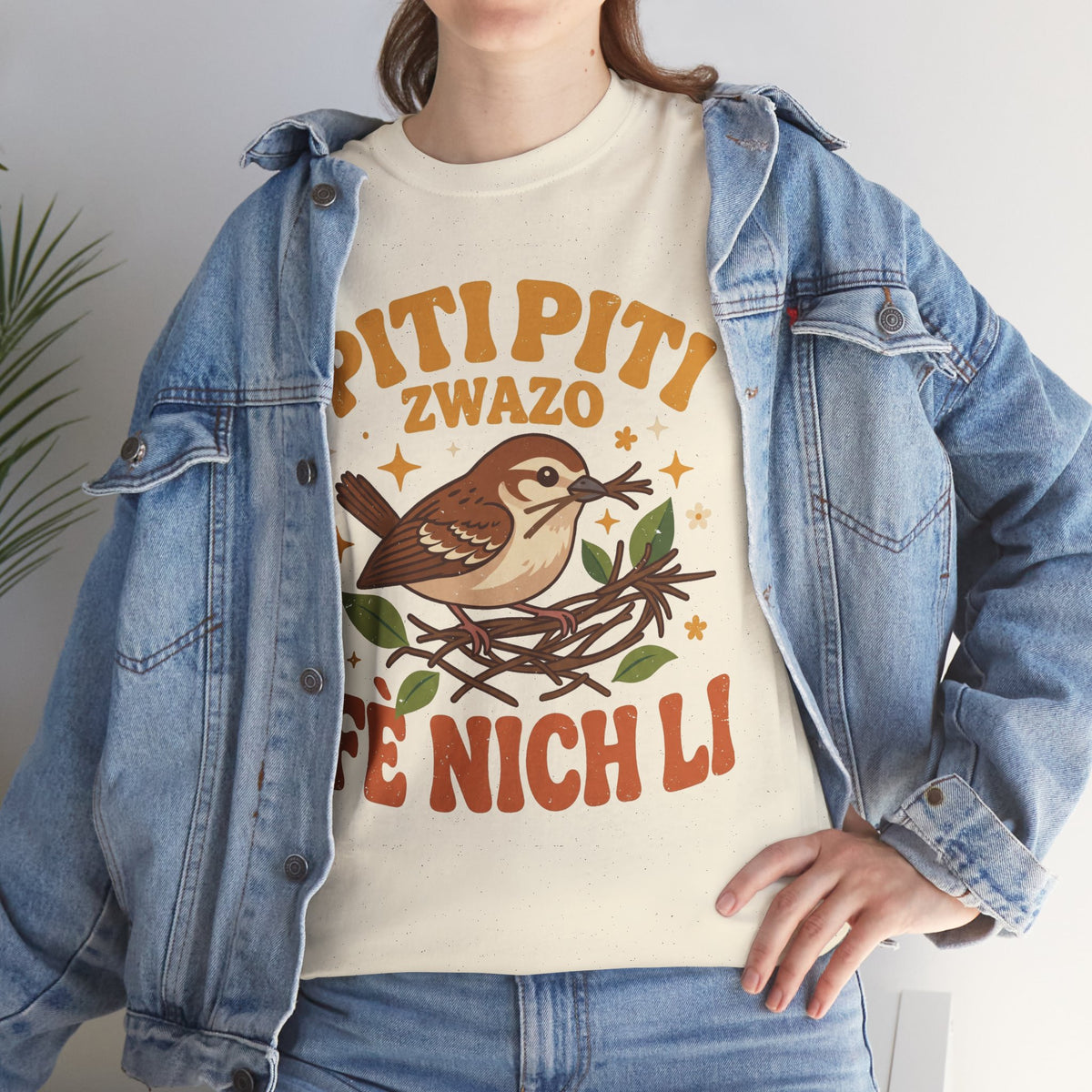 Piti Piti Zwazo Fè Nich Li – Haitian Creole Graphic T-Shirt
