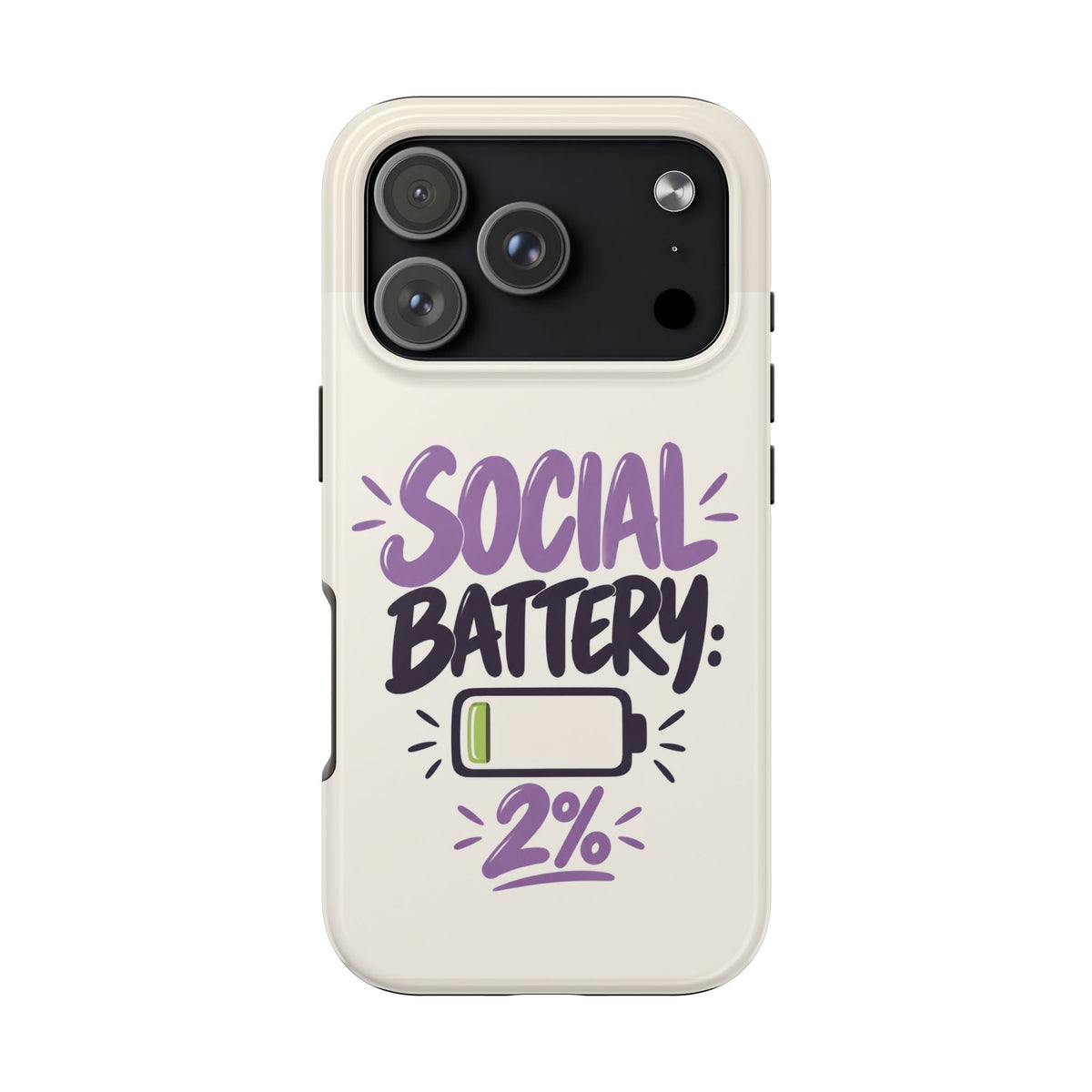Social Battery: 2% — Funny Introvert Tough Phone Case