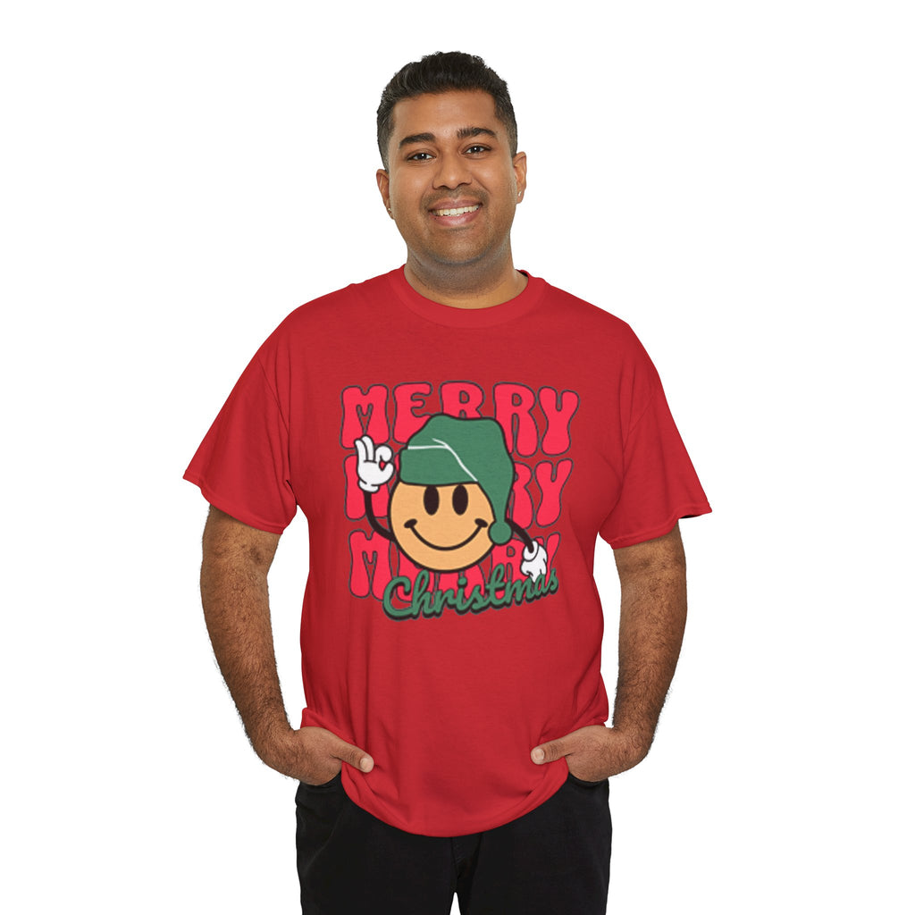 Groovy Christmas Shirt, Retro Smiley Face Christmas Tee, Cute Merry Xmas Graphic T-Shirt, Trendy Holiday Gift