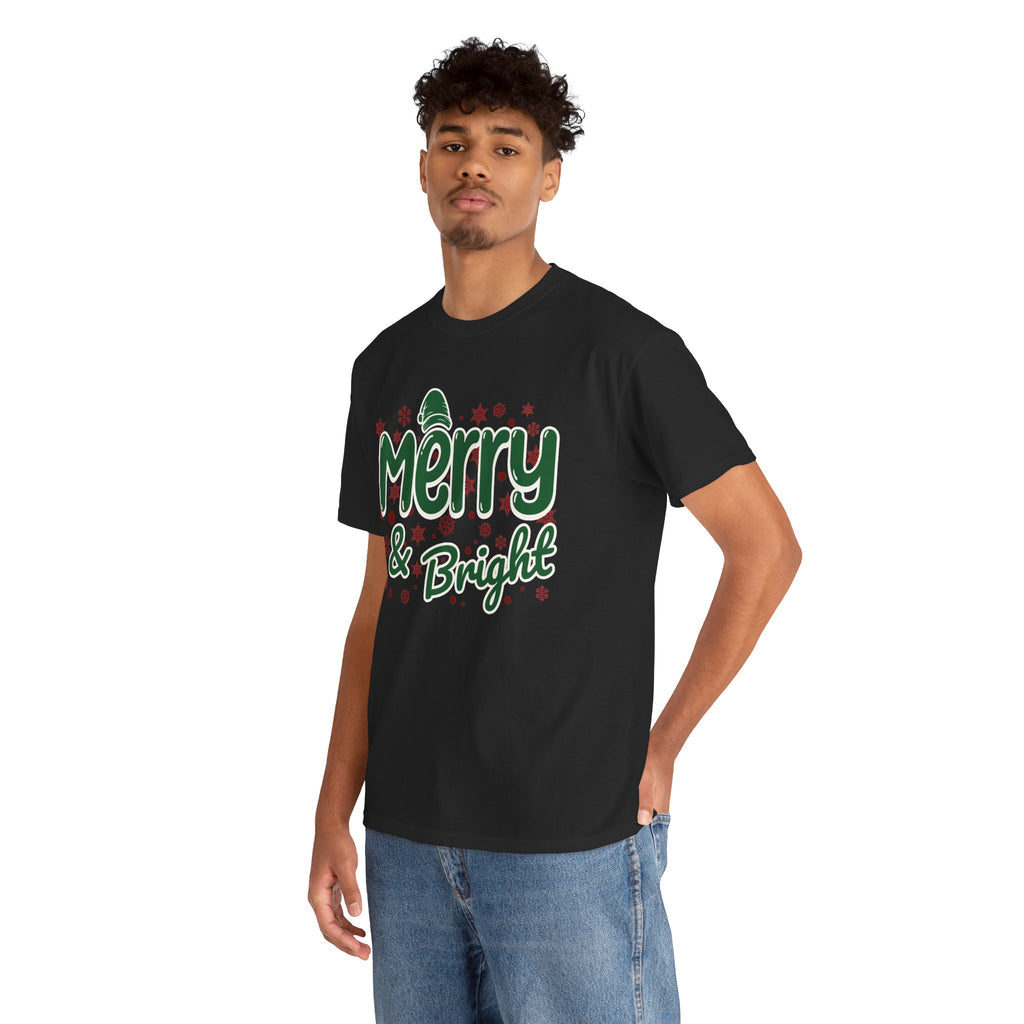 Merry and Bright Christmas Shirt, Retro Holiday Graphic Tee, Vintage Christmas T-Shirt, Festive Xmas Gift