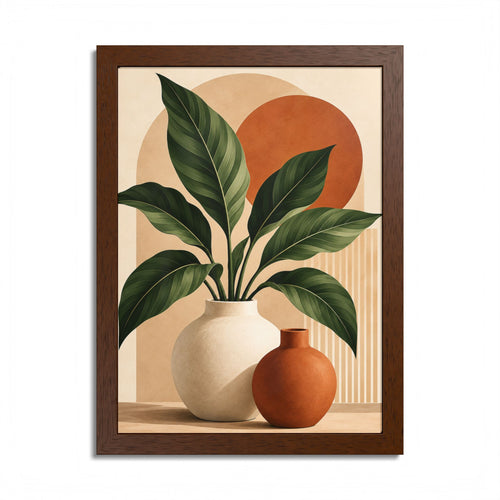 Botanical Framed Wall Art, Terracotta Boho Wall Decor, Olive Green Botanical Print, Neutral Living Room Art