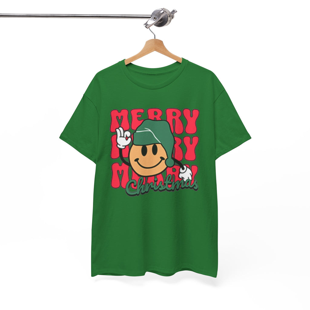 Groovy Christmas Shirt, Retro Smiley Face Christmas Tee, Cute Merry Xmas Graphic T-Shirt, Trendy Holiday Gift