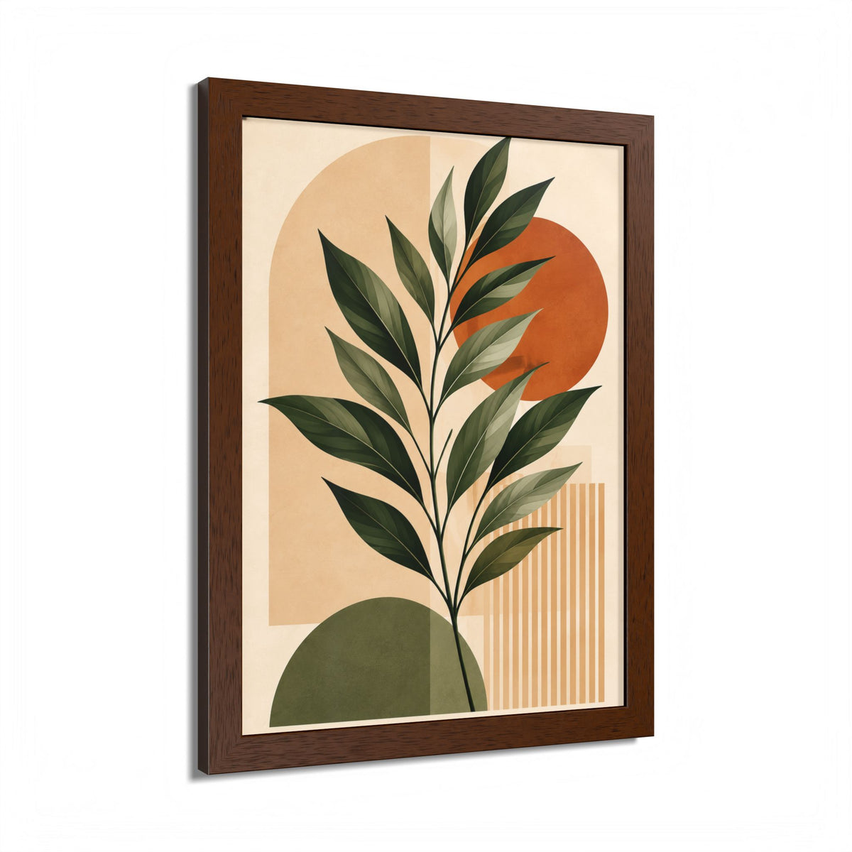 Minimalist Botanical Framed Wall Art, Olive Green Terracotta Print, Modern Boho Home Decor, Neutral Wall Art
