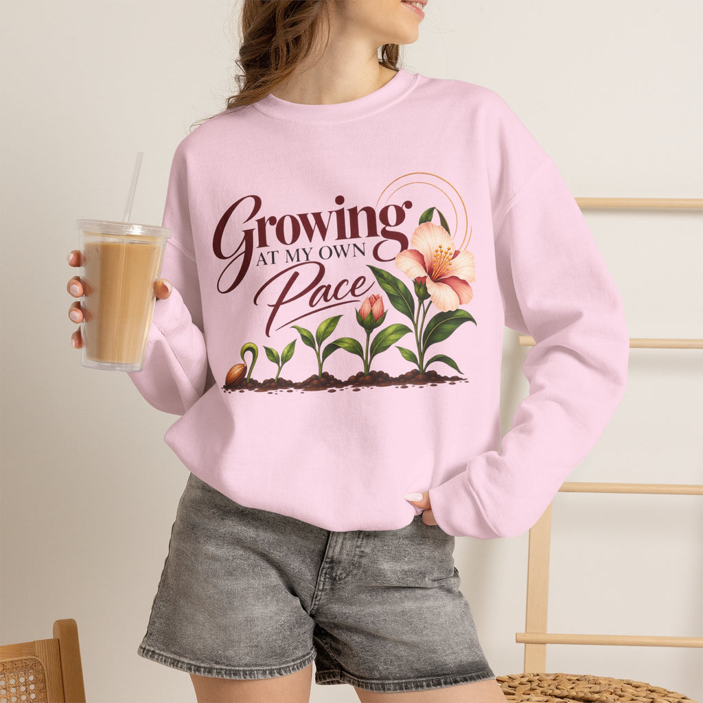 Growing at My Own Pace Sweatshirt, Floral Inspirational Crewneck, Self Growth Gift for Women