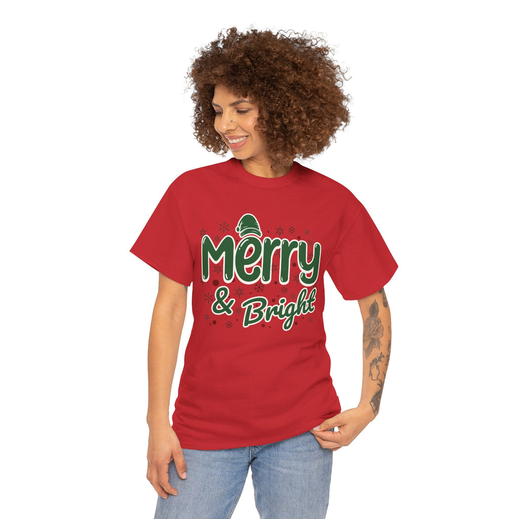 Merry and Bright Christmas Shirt, Retro Holiday Graphic Tee, Vintage Christmas T-Shirt, Festive Xmas Gift