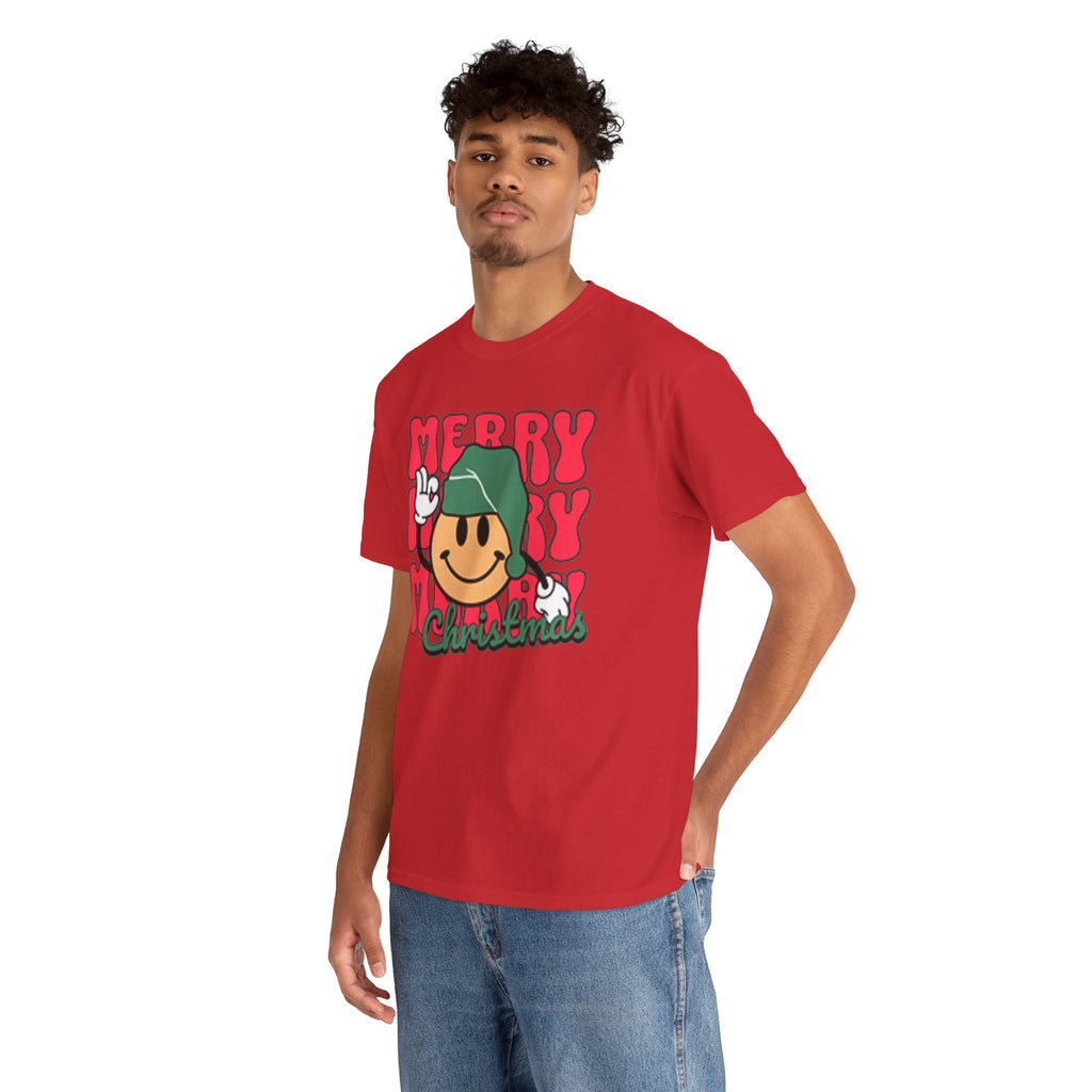 Groovy Christmas Shirt, Retro Smiley Face Christmas Tee, Cute Merry Xmas Graphic T-Shirt, Trendy Holiday Gift