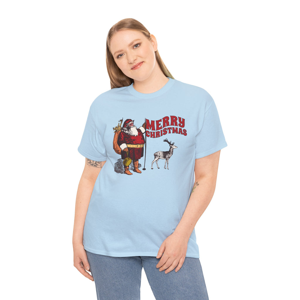 Vintage Santa Christmas Shirt, Retro Santa and Reindeer Tee, Old Fashioned Christmas Graphic T-Shirt, Nostalgic Holiday Gift