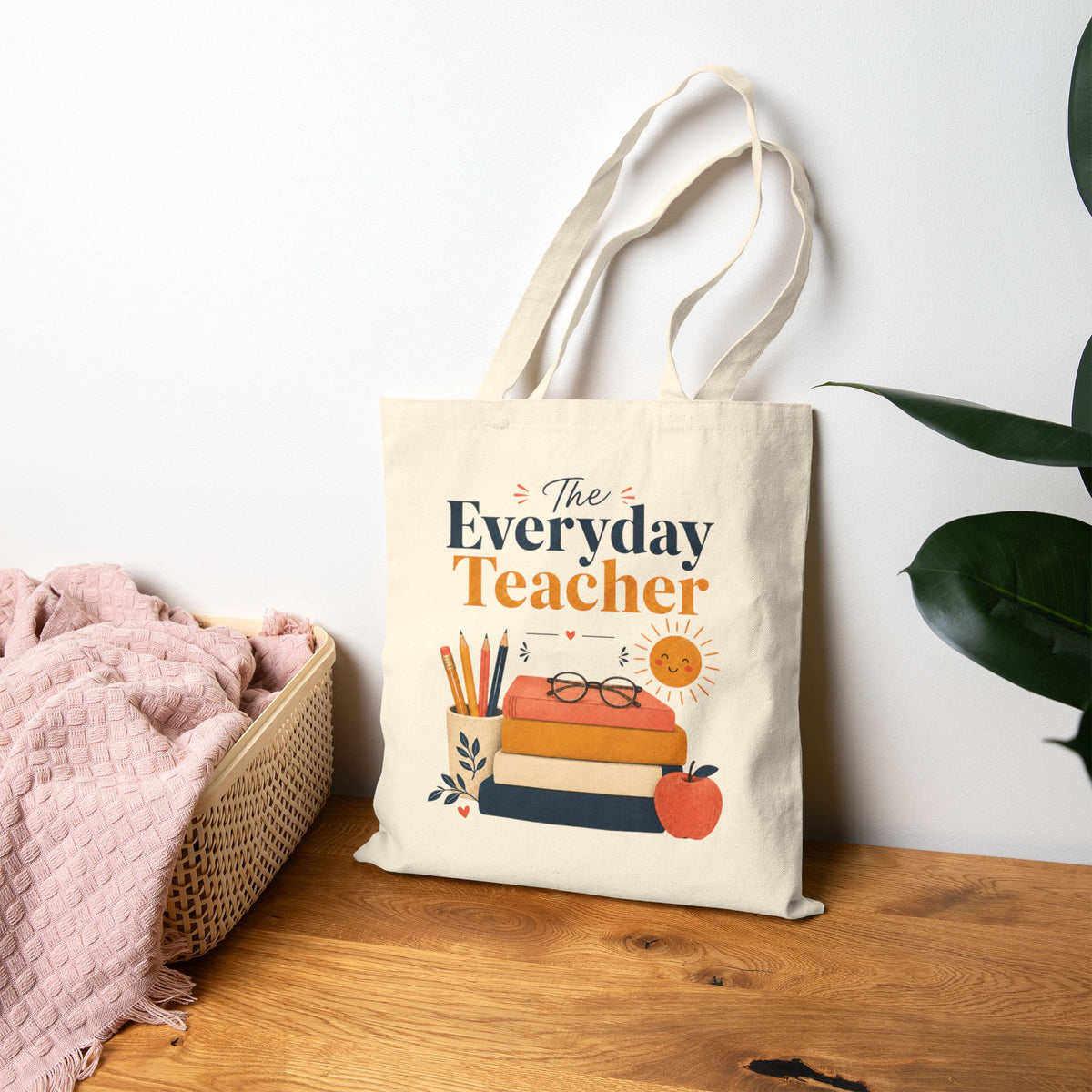Teacher Tote Bag, Cute Teacher Gift, Everyday Teacher Canvas Bag, Book Bag for School